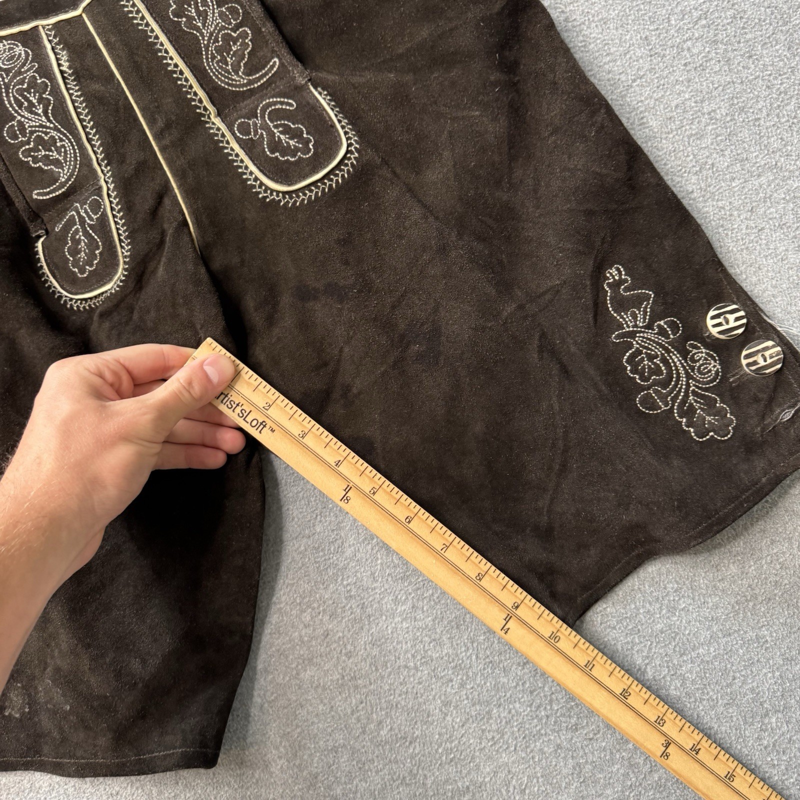 Lederhosen4u Shorts Mens 50 Brown Leather Suede German Oktoberfest Traditional