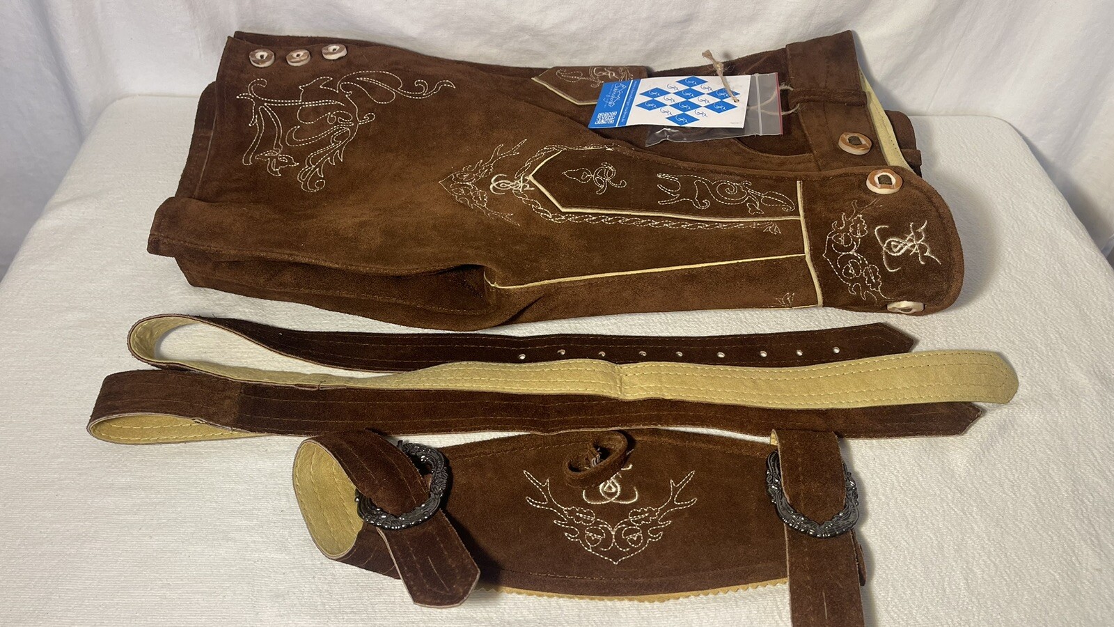 Schoneberger NWT German Lederhosen Size US36 Brown Leather Suede Short Pants NEW