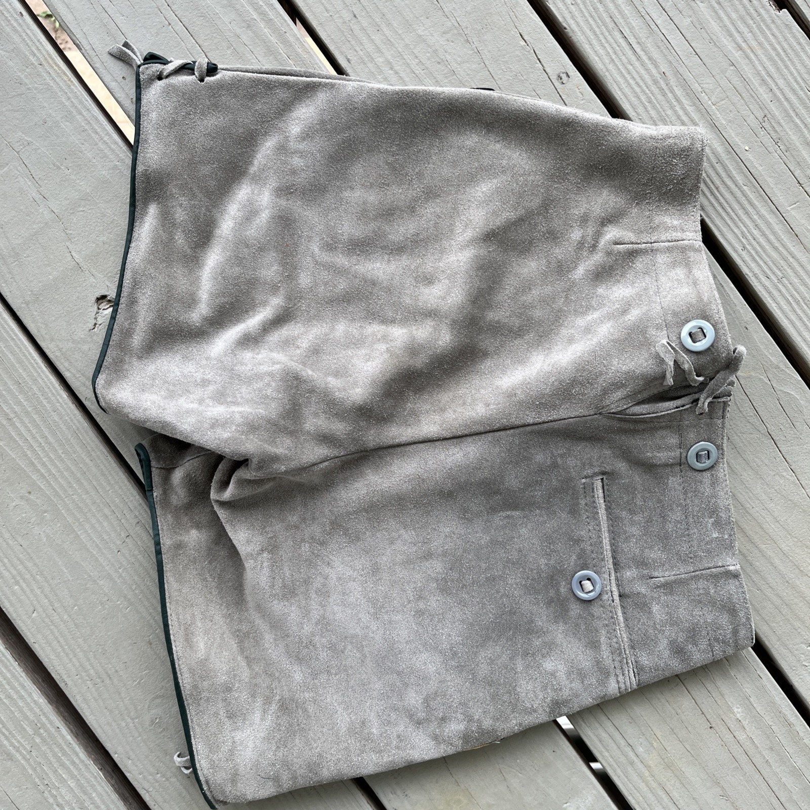 Vintage German Lederhosen Genuine Grey Suede Shorts Oktoberfest 29” Waist