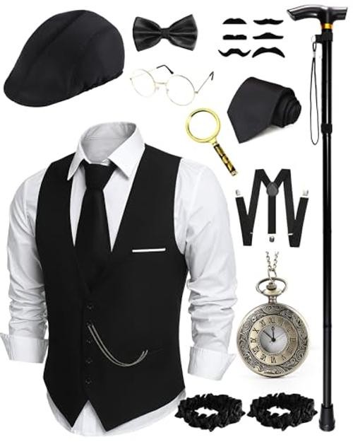 1920s Mens Costume Roaring 20s Costumes For Men Detective 4X-Large Black