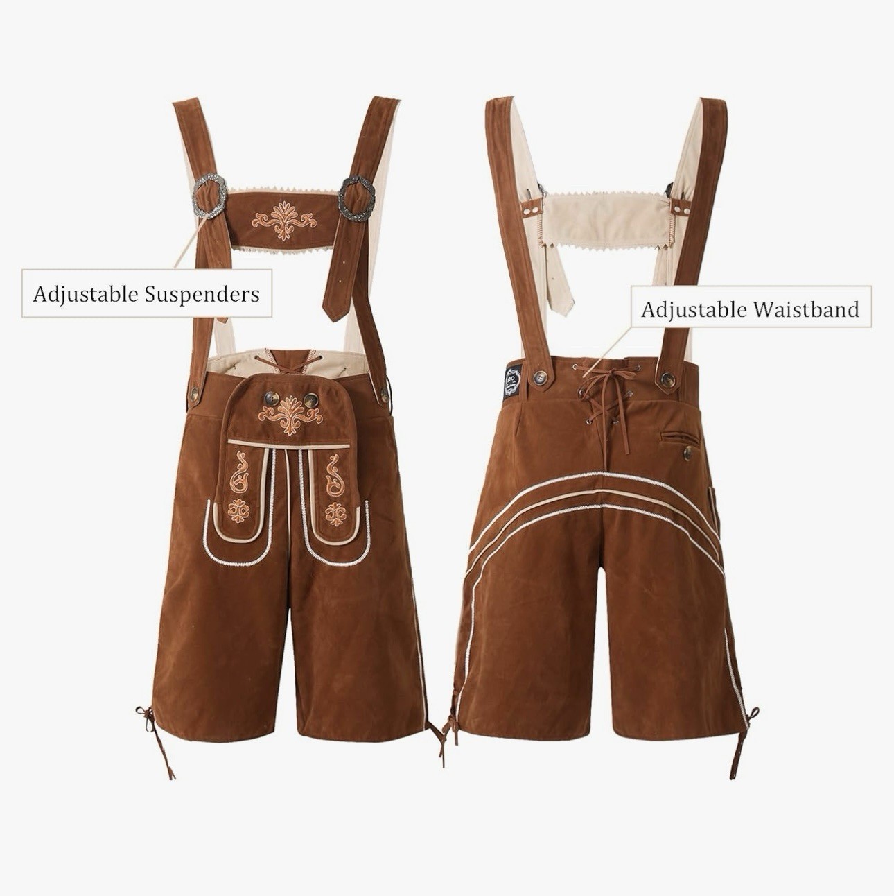 Lederhosen for Men, German Oktoberfest Costume, Brown Sz 54 or XL NWT