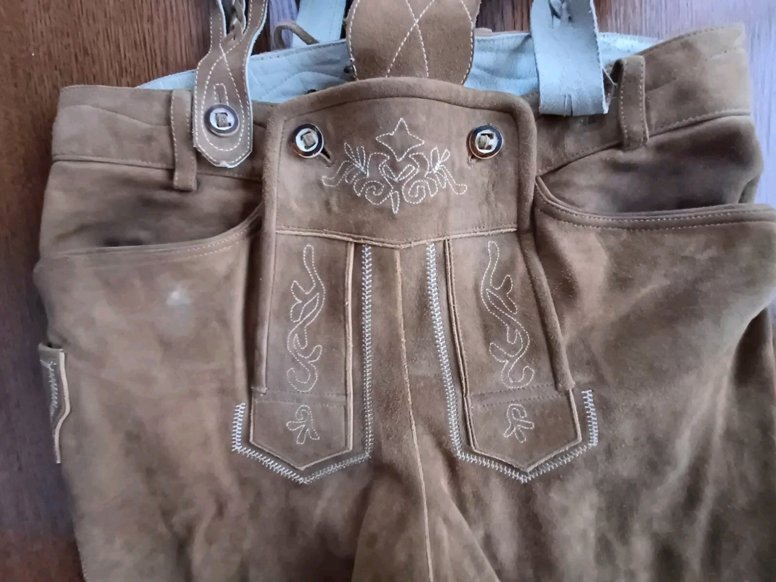 Stunning Oktoberfest Suede Wildbock Deer Leather Trachten Lederhosen Shorts W 34