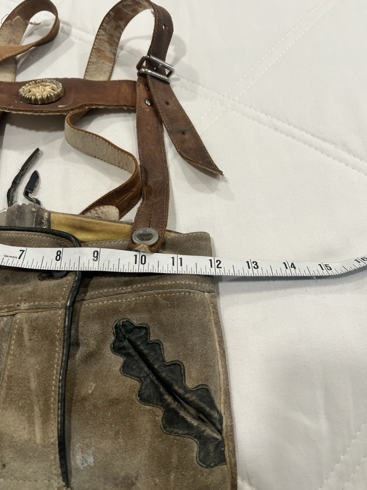 Vintage Lot Of Two German Lederhosen Overalls Suede Leather, Bergfreund 24 Waist