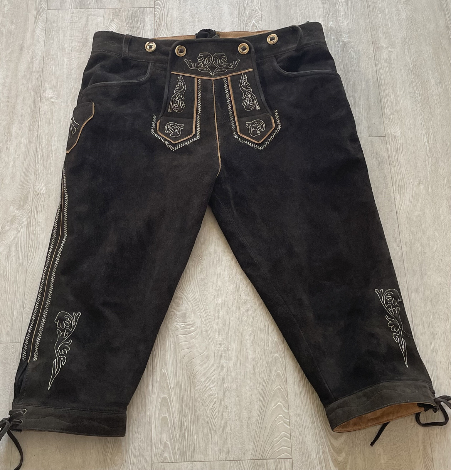Lekra Trachtenlederhose Bundlederhose Herren braun Gr. 48 Ziegenleder neuw.