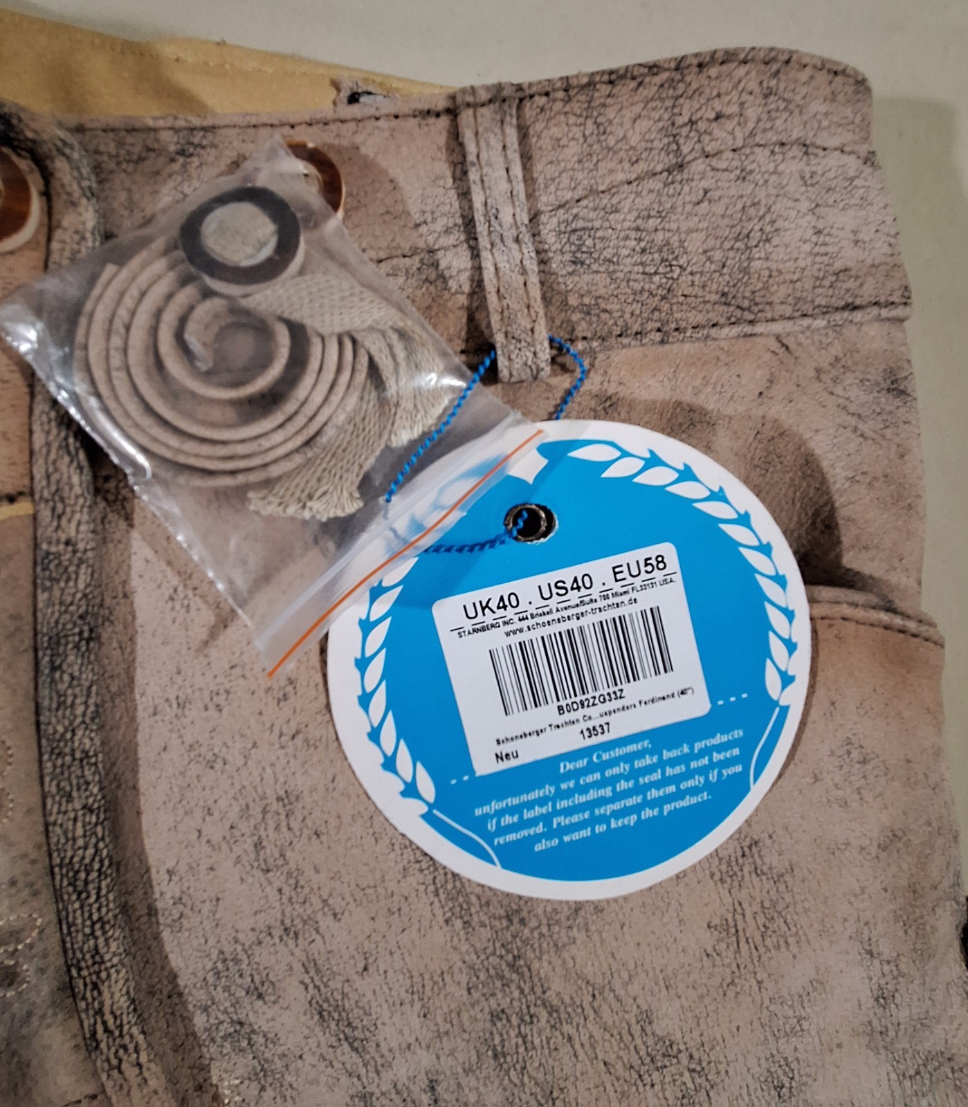 NWT Schoenberger Lederhosen Leather Shorts Oktoberfest Bavarian Alpine Trachten