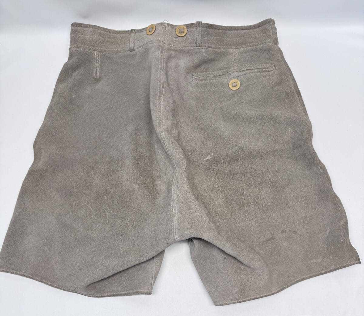 Vtg Authentic Lederhosen Shorts Suede Leather Mens Marked 46 Gray Austria
