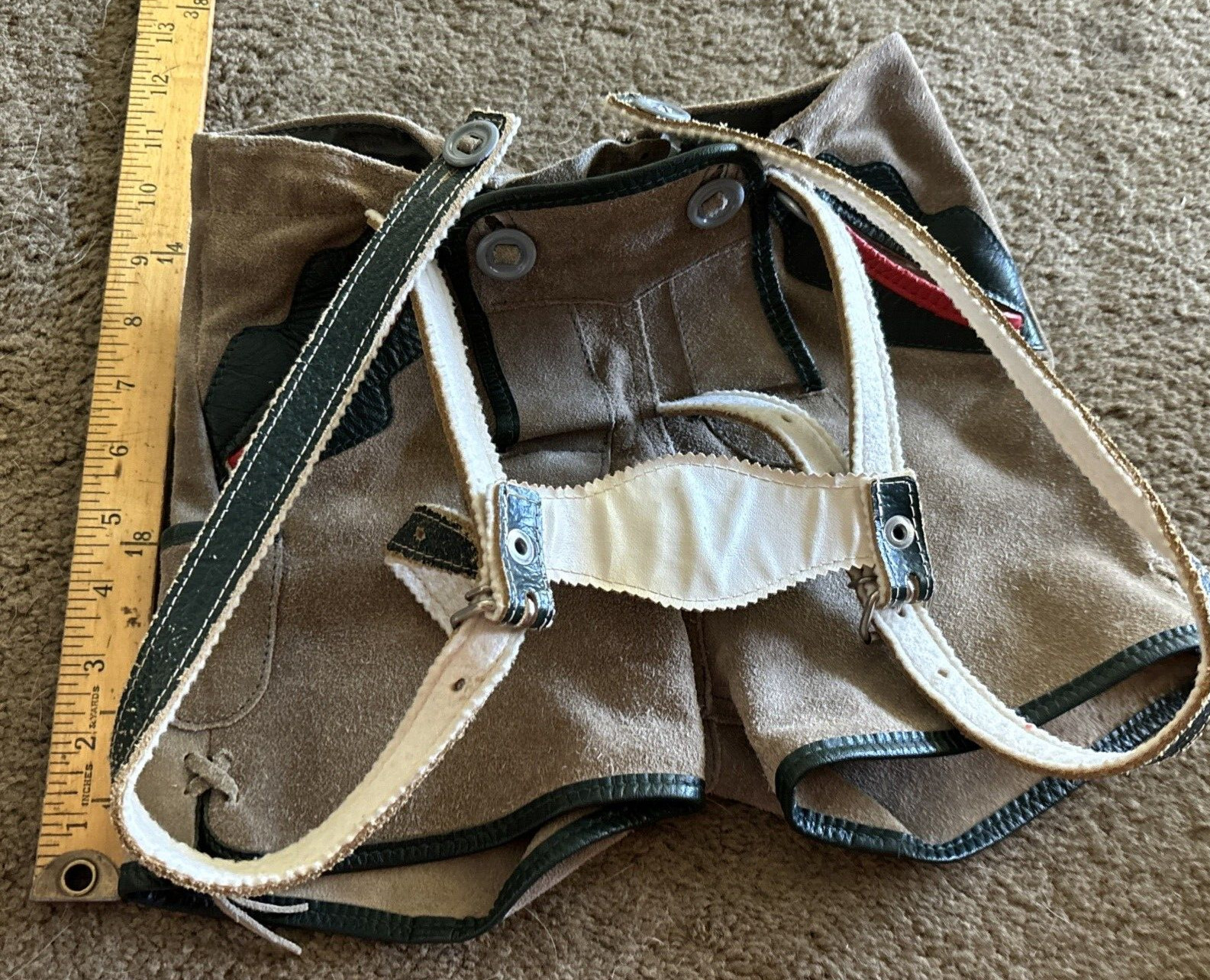 VTG German Lederhosen Child Shorts Suspender authentic Suede Leather Oktoberfest