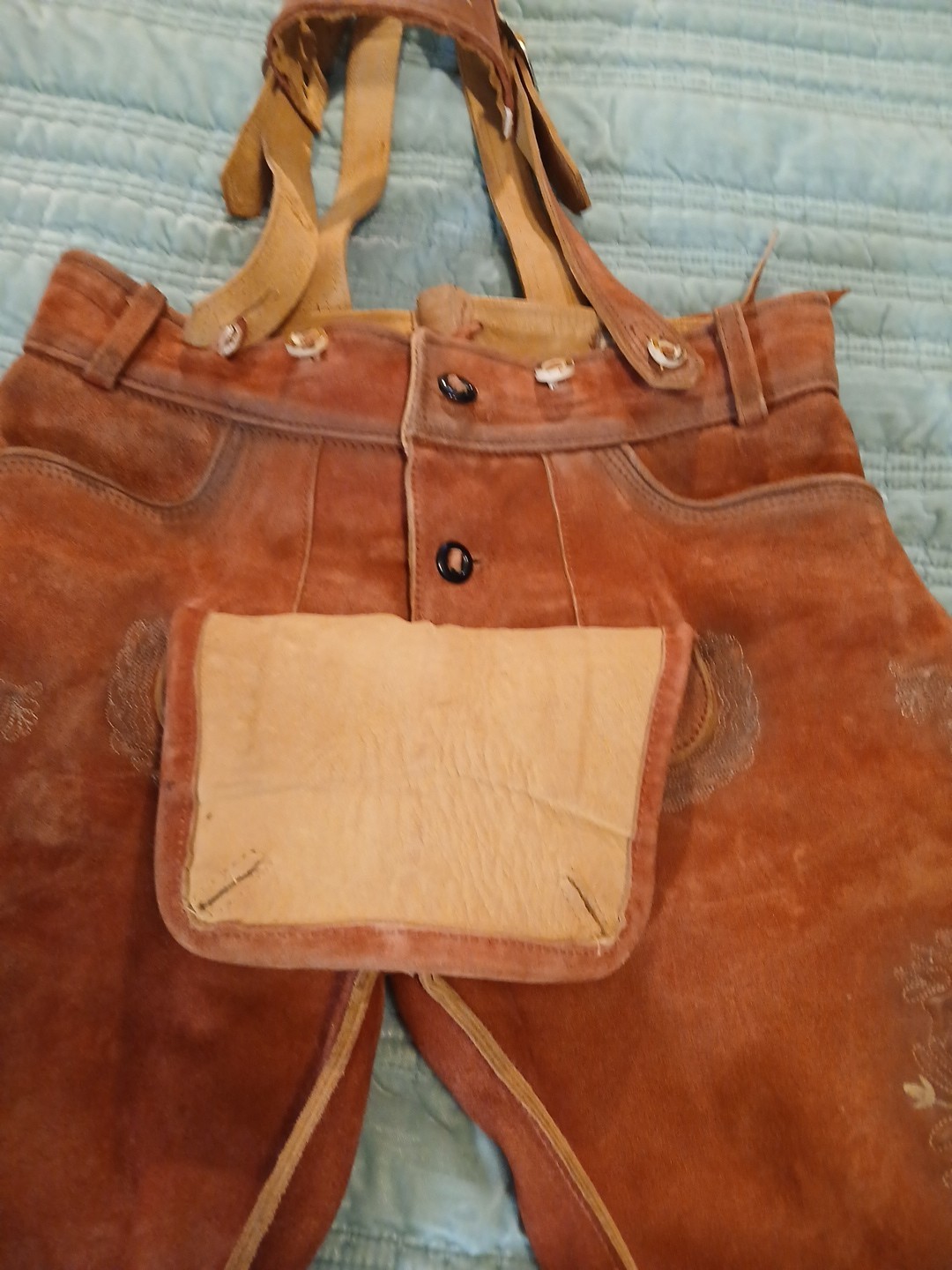 German Festival Authentic Stockerpoint Leaderhosen Leather Cuir Shorts & Suspend