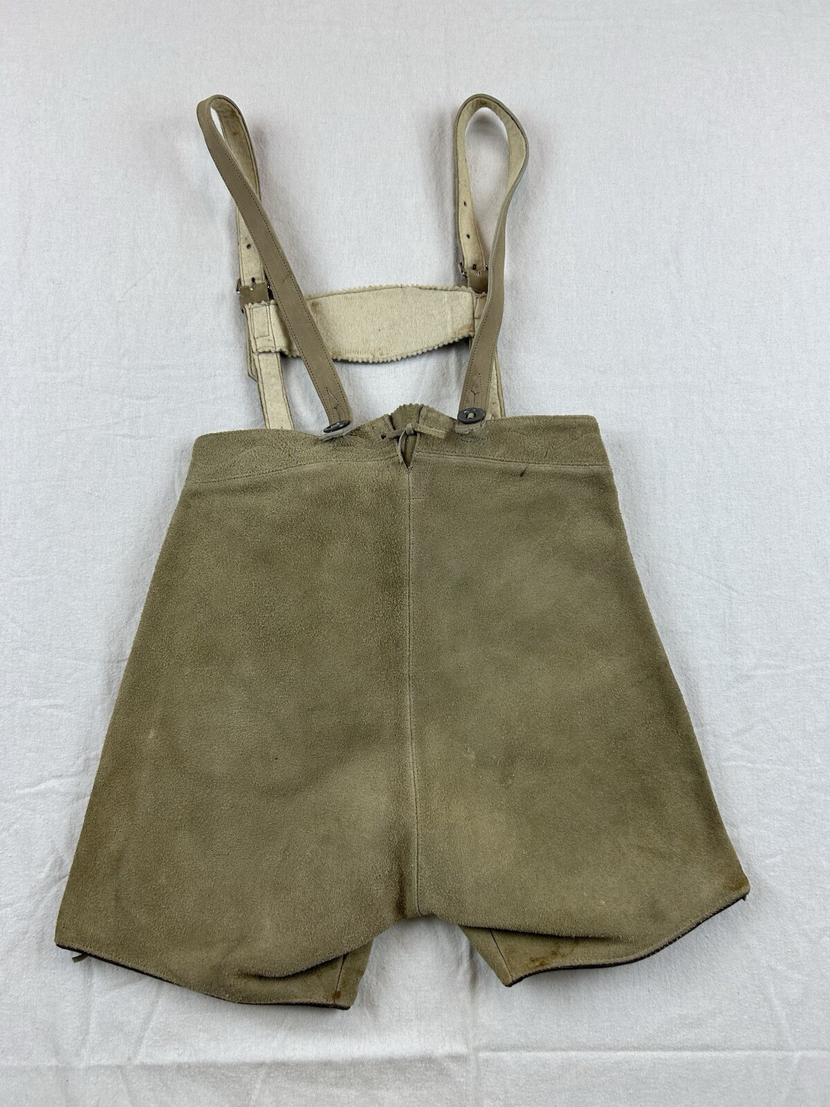 Vintage Lederhosen Suede Leather German Bavarian Genuine Youth Measure In Pics