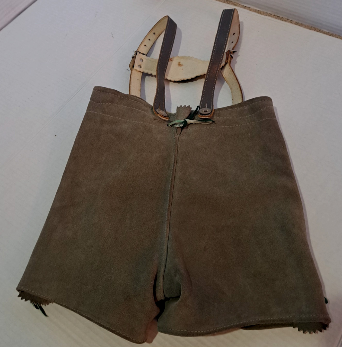 Vintage Leather Kids Lederhosen German Suede Bavarian Austrian Child’s Boys Gray