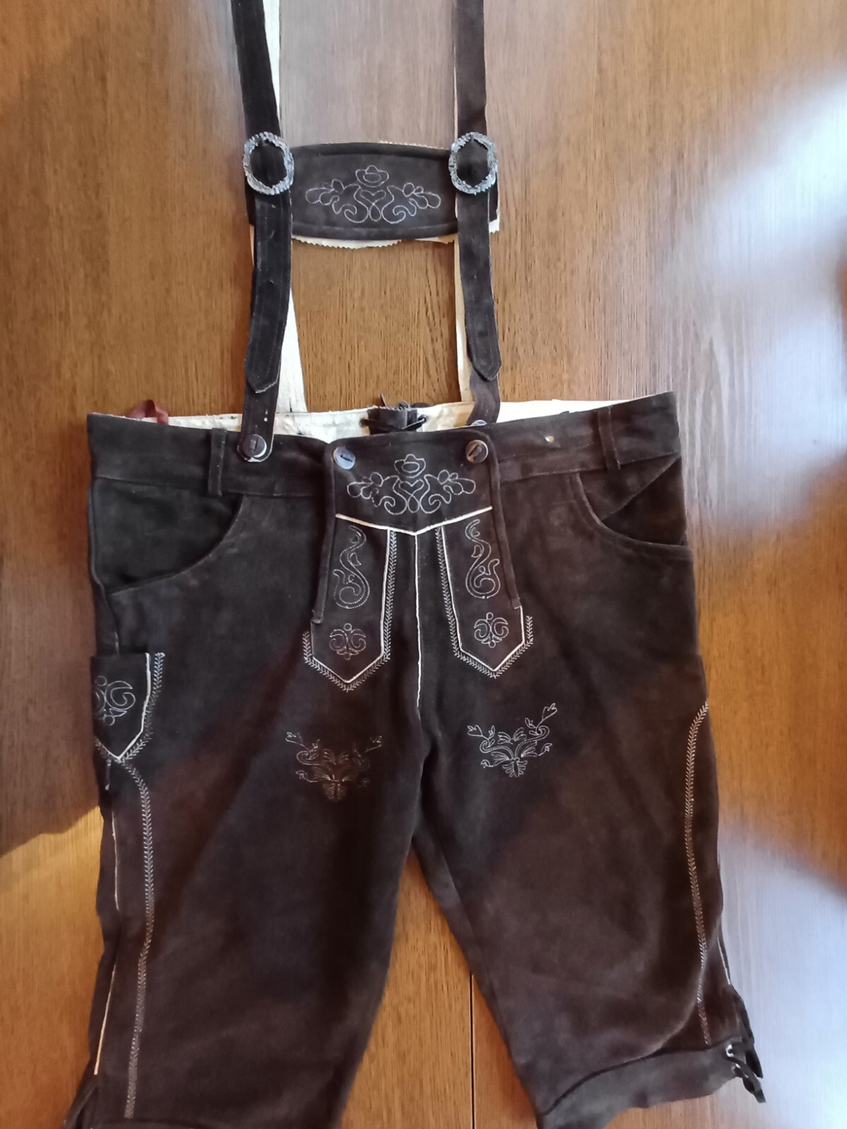 Bavarian Trachten Oktoberfest Suede Leather Lederhosen Shorts Pant Size W 42-44
