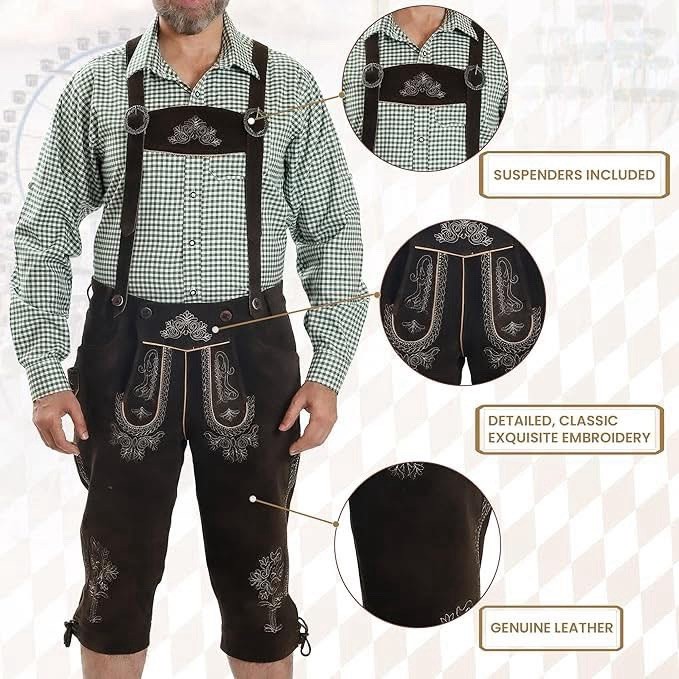 German lederhosen w/suspenders, mens SizeUS 48(Euro 64). Great Halloween Costume