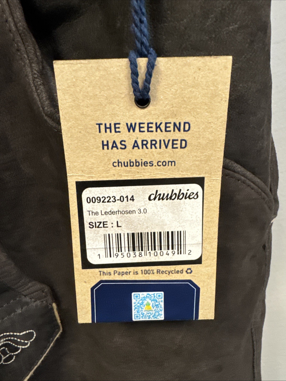 NWT Chubbies Mens Large Lederhosen Brown Suede Lamb Leather German Oktoberfest
