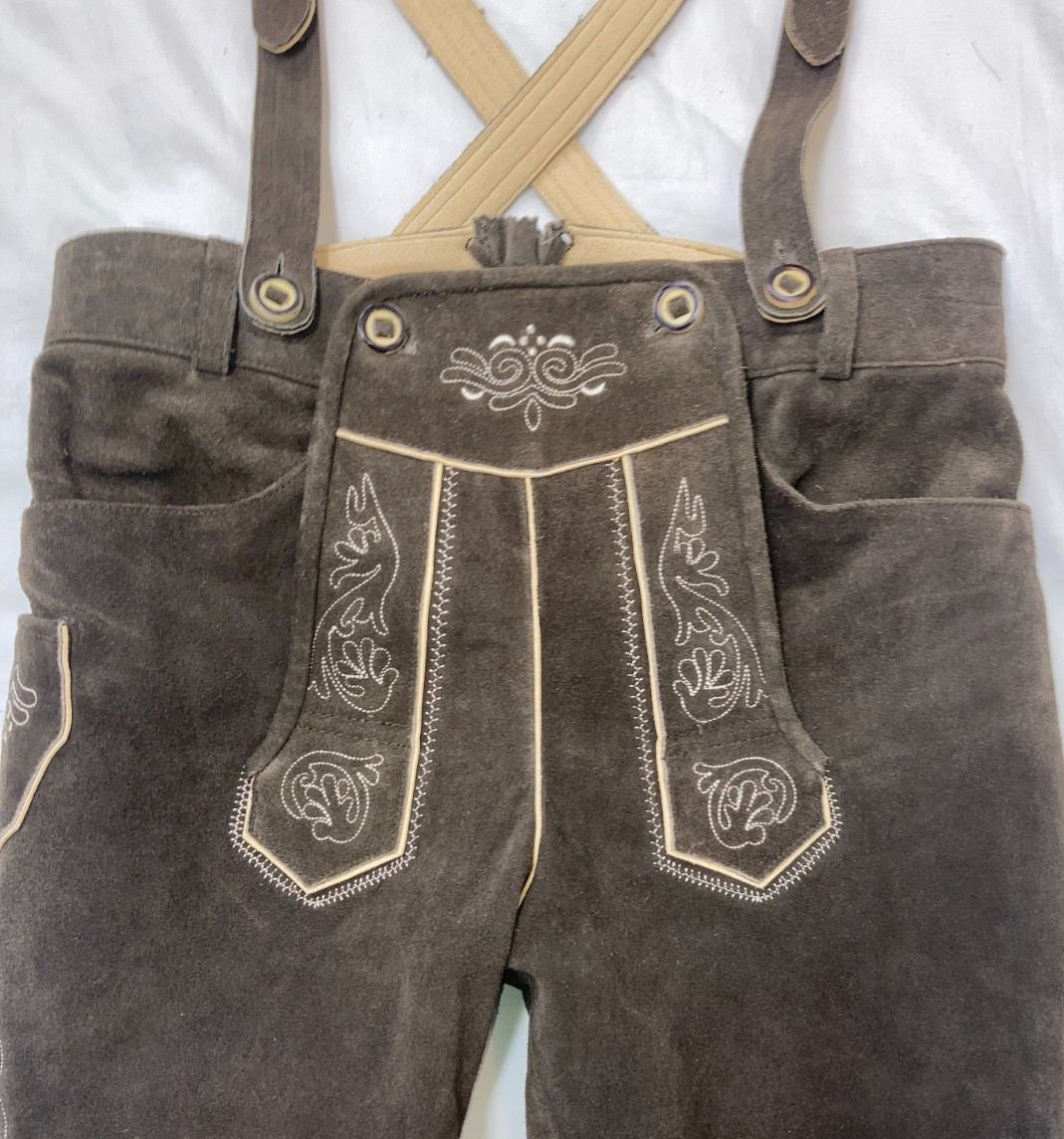 Lederhosen 4U Knee Length Seppl Bundhosen Brown Suede Leather 31 Worn Once!