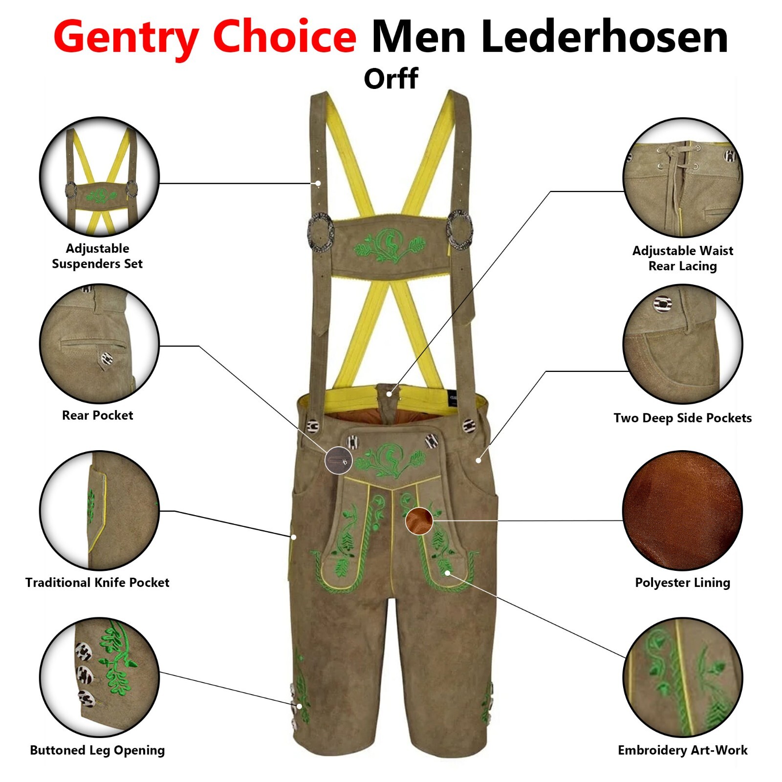 Suede Leather Lederhosen Orff German Men Lederhosen Bavarian Oktoberfest Outfit