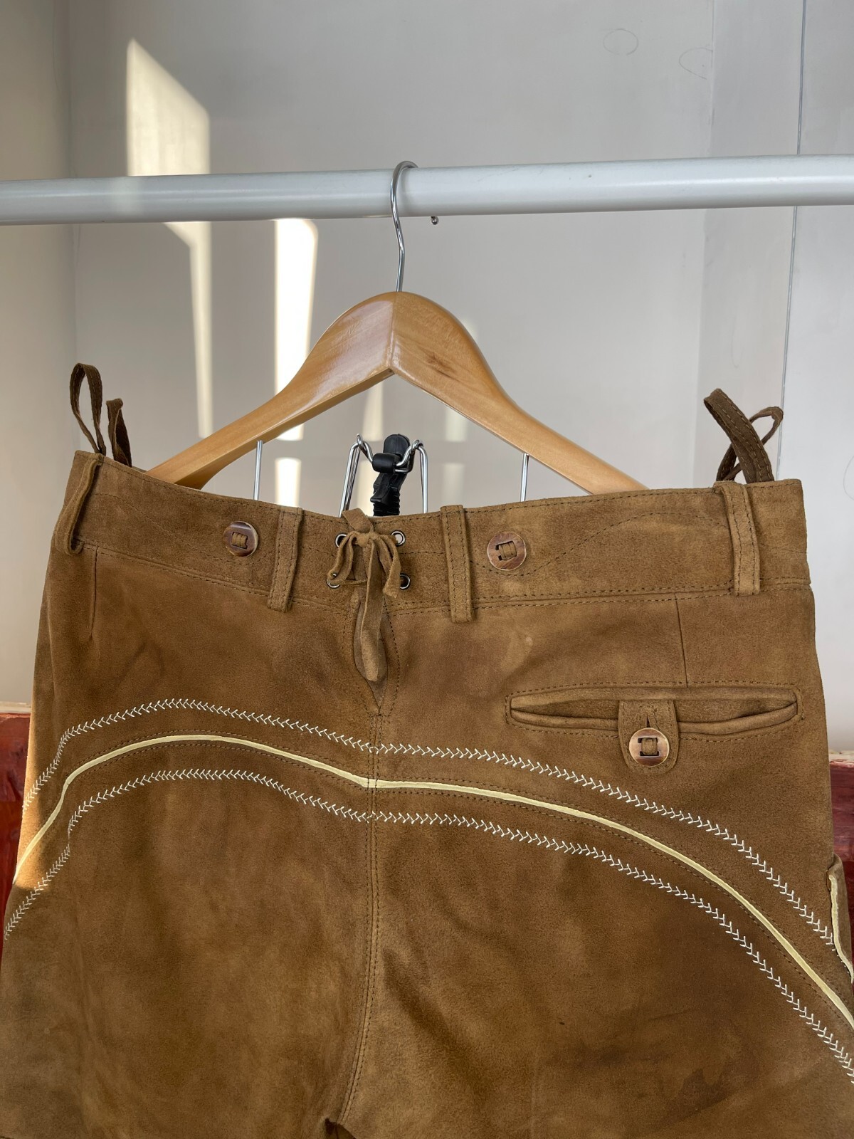 Country Maddox Trachten Lederhose Brown Leather Shorts 48 54