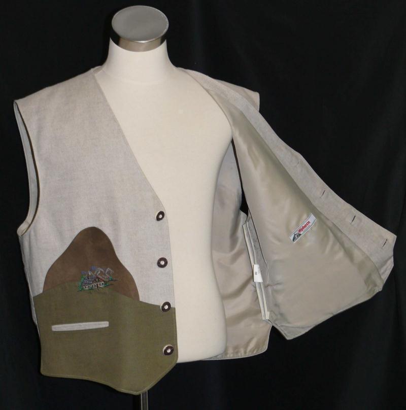 LINEN COTTON VEST Oktoberfest Jacket Men German BEIGE Hunting Western / C51″ XL