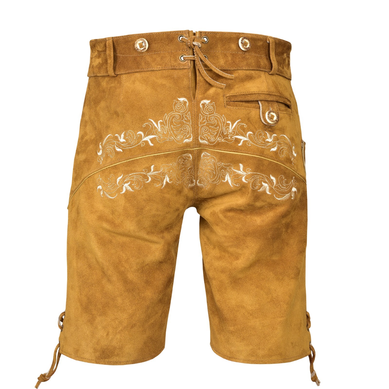 Men Traditional Leather Oktoberfest Lederhosen (Brown, Black, Gold, Med Brown)