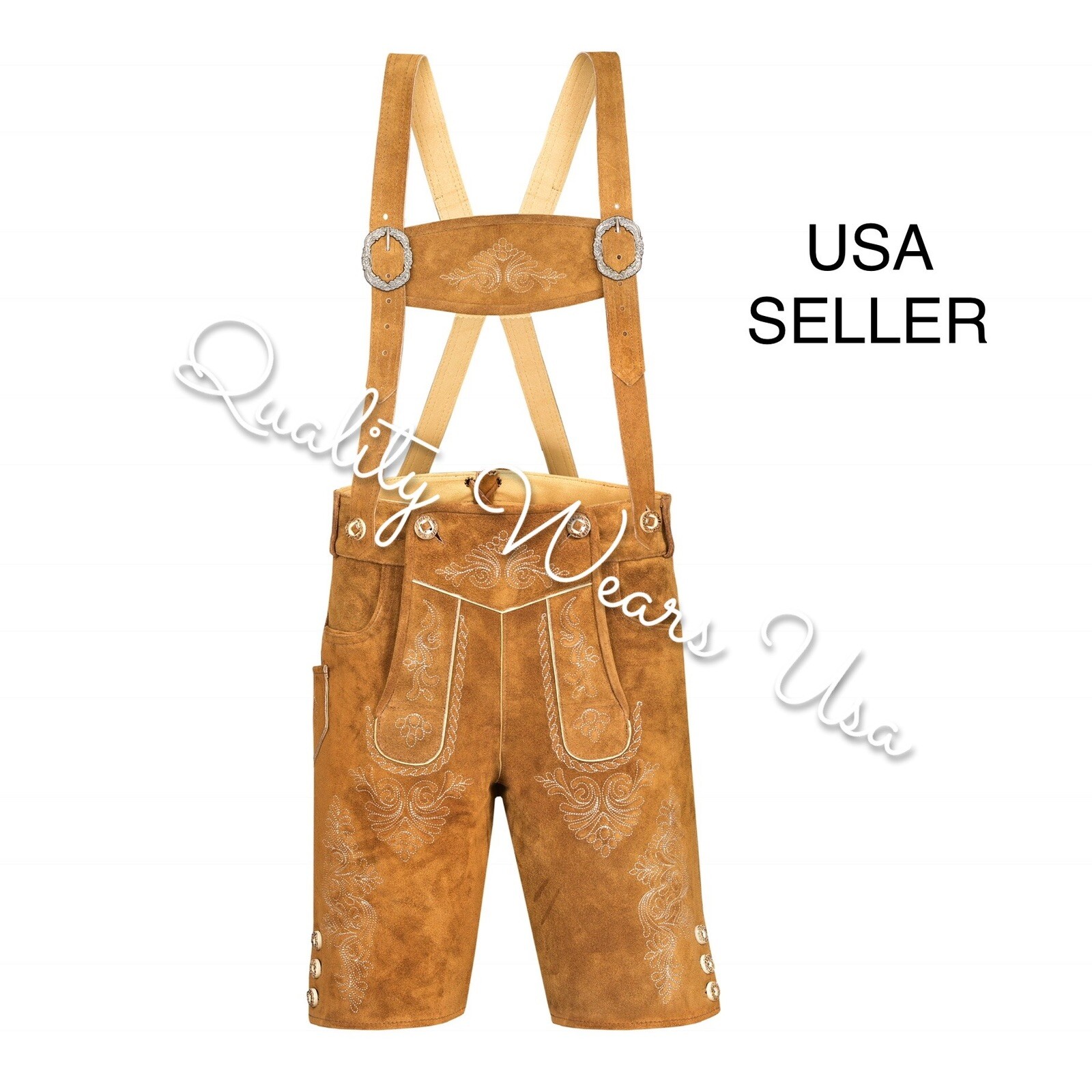 Authentic Men Lederhosen Oktoberfest Bavarian Lederhosen -Leather Trousers Plain