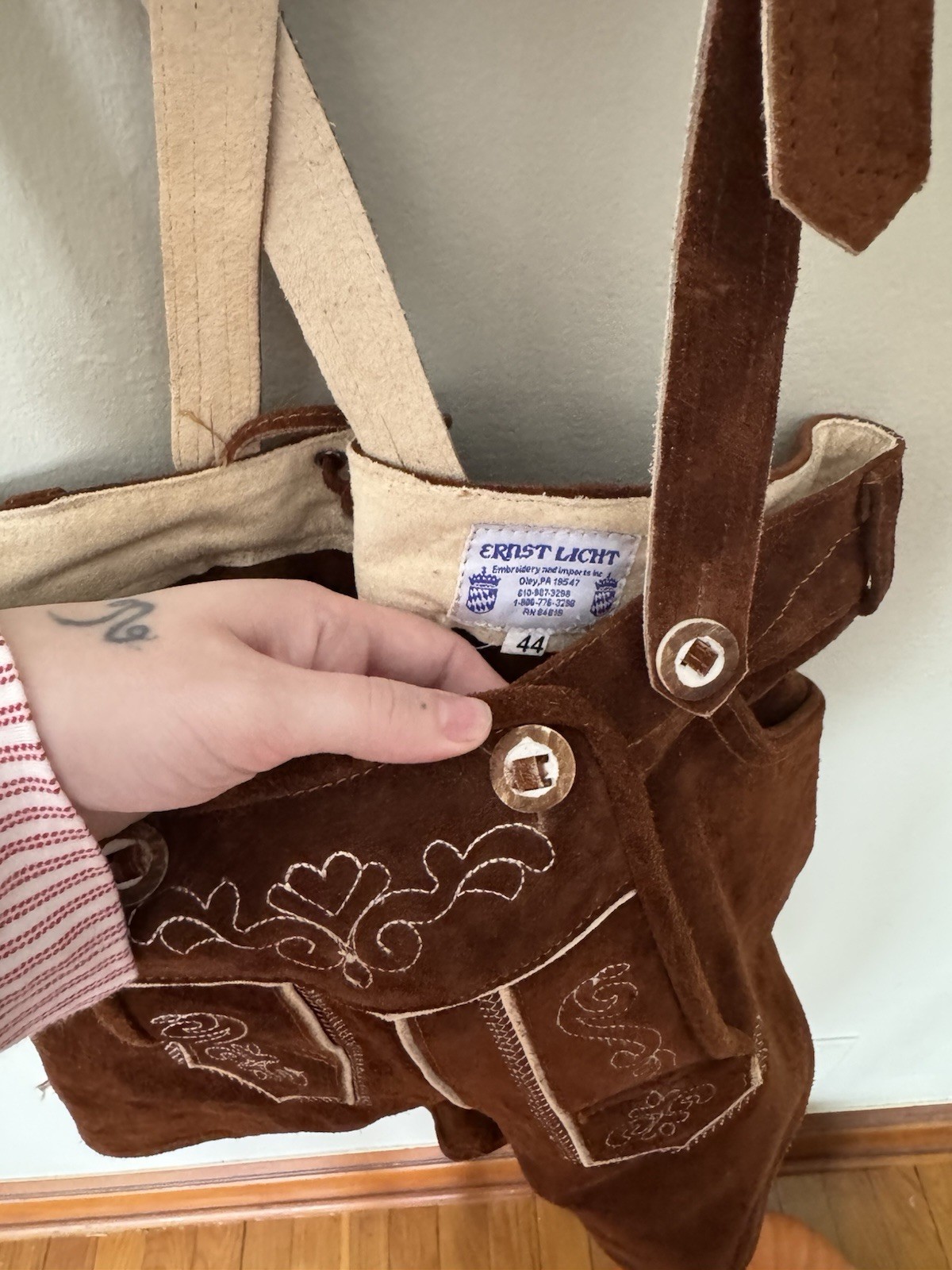 Ernst Licht German Brown Suede Lederhosen Women’s Size 44 Vintage Oktoberfest