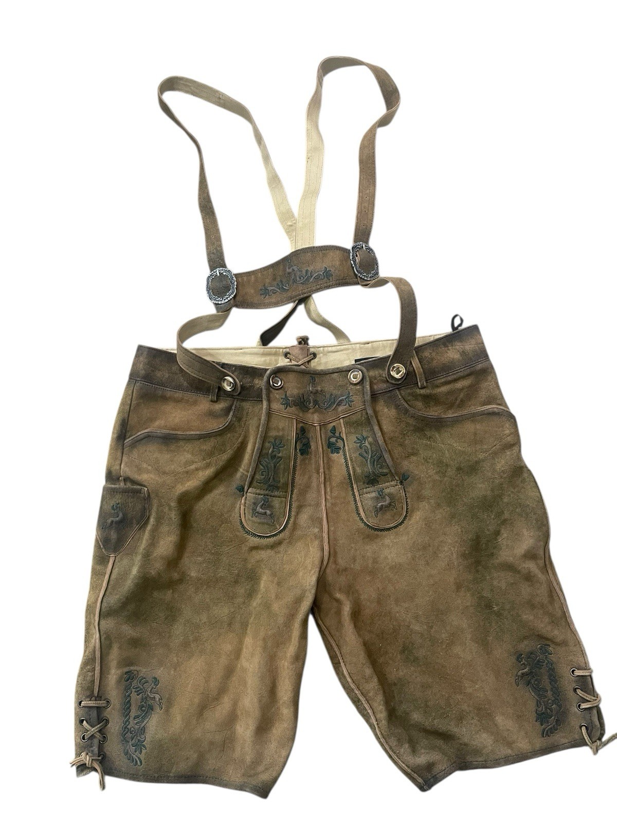 Van Linnen Bavarian Oktoberfest Lederhosen Shorts Tracht #OKTOBERFEST Waist 42