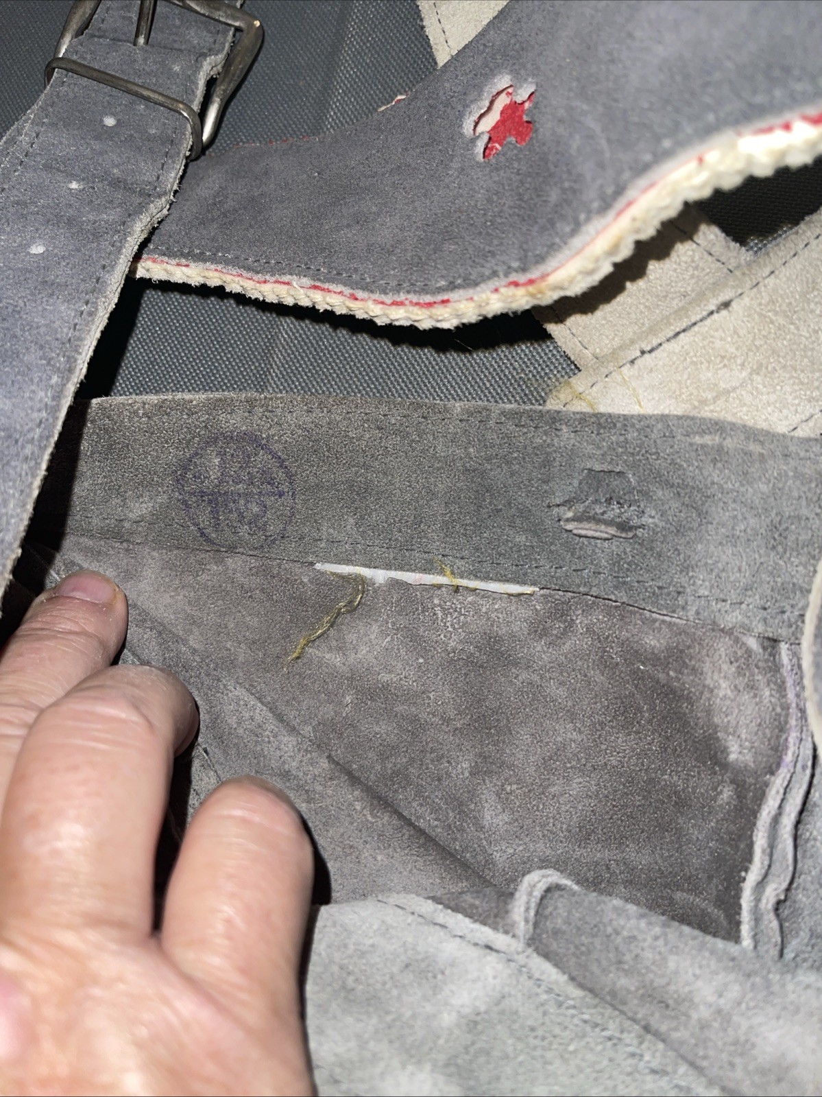 Vintage Women’s German Lederhosen Gray Suede Heart Details 27” Waist 2.5” Inseam