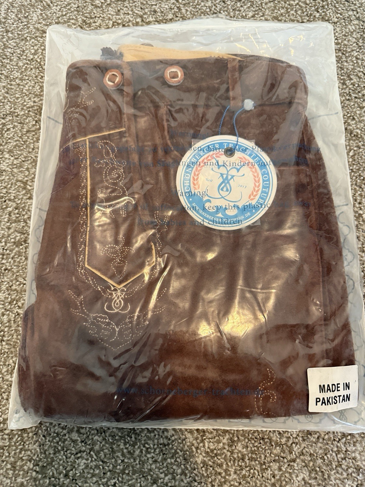 Schöneberger Men’s Bavarian Lederhosen Medium Brownt Leather Trousers US40