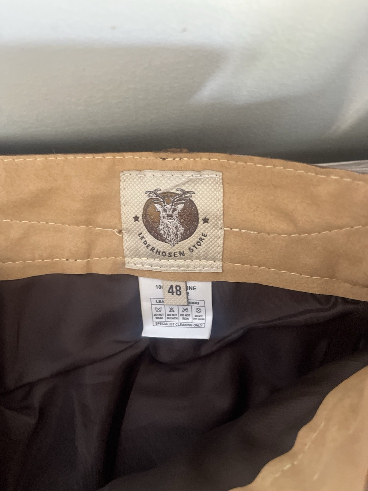 lederhosen men leather shorts With Belt Size 48 100% Genuine Leather