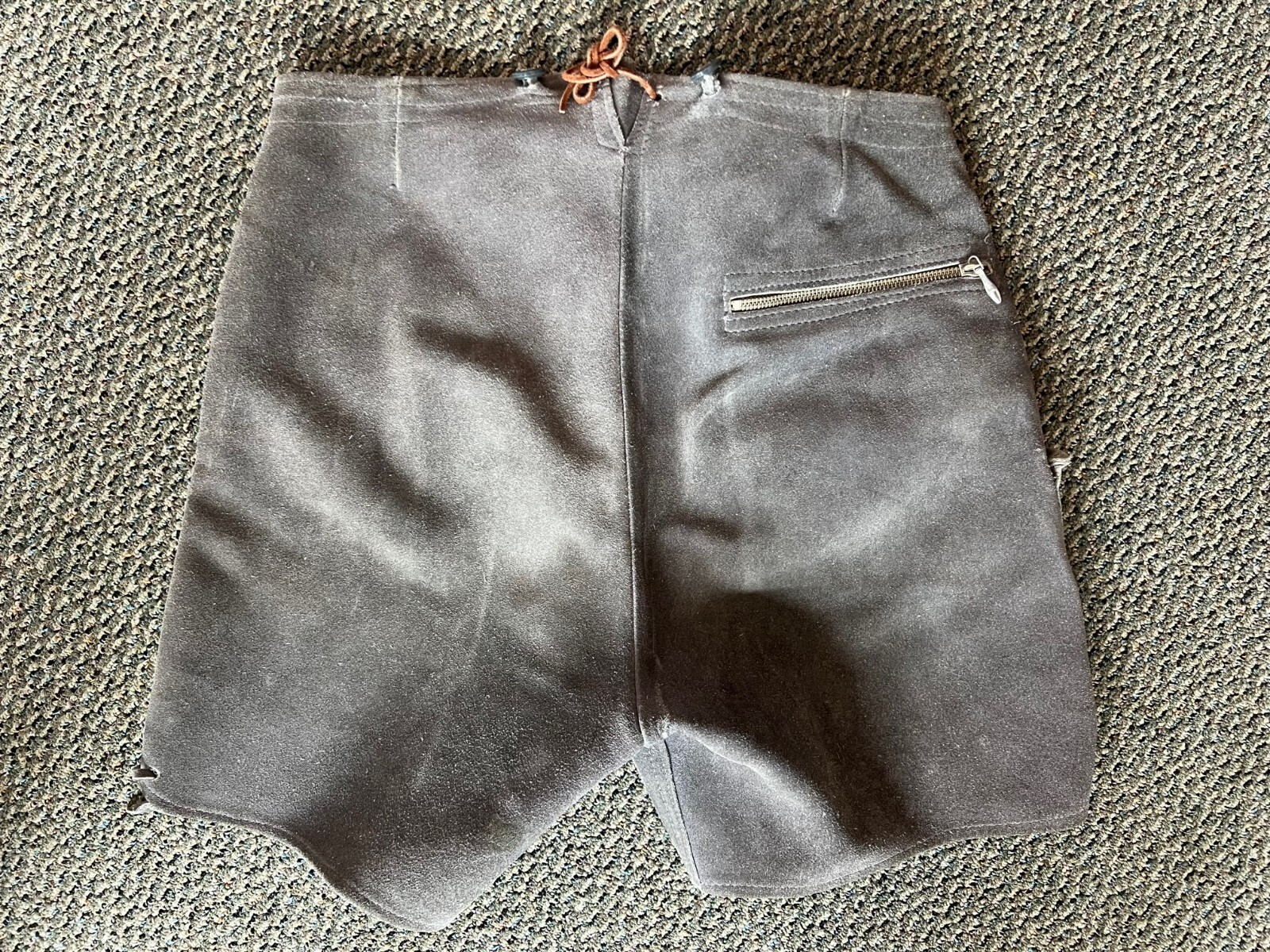 Vintage German Bavarian Gray Leather Suede Lederhosen Shorts