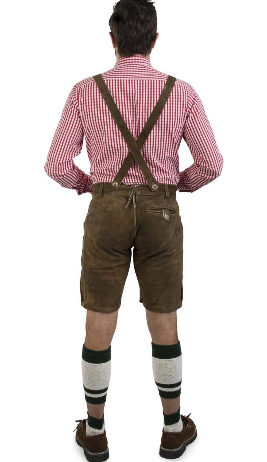 Schöneberger Men’s Bavarian Lederhosen Brown – Oktoberfest Leather Trousers 42R