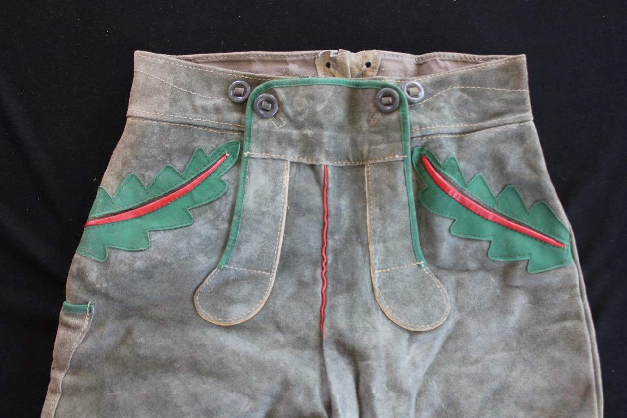 VINTAGE 1960’S GRAY SUEDE AUTHENTIC SUEDE MEN LEDERHOSEN SHORTS SIZE 28″ WAIST