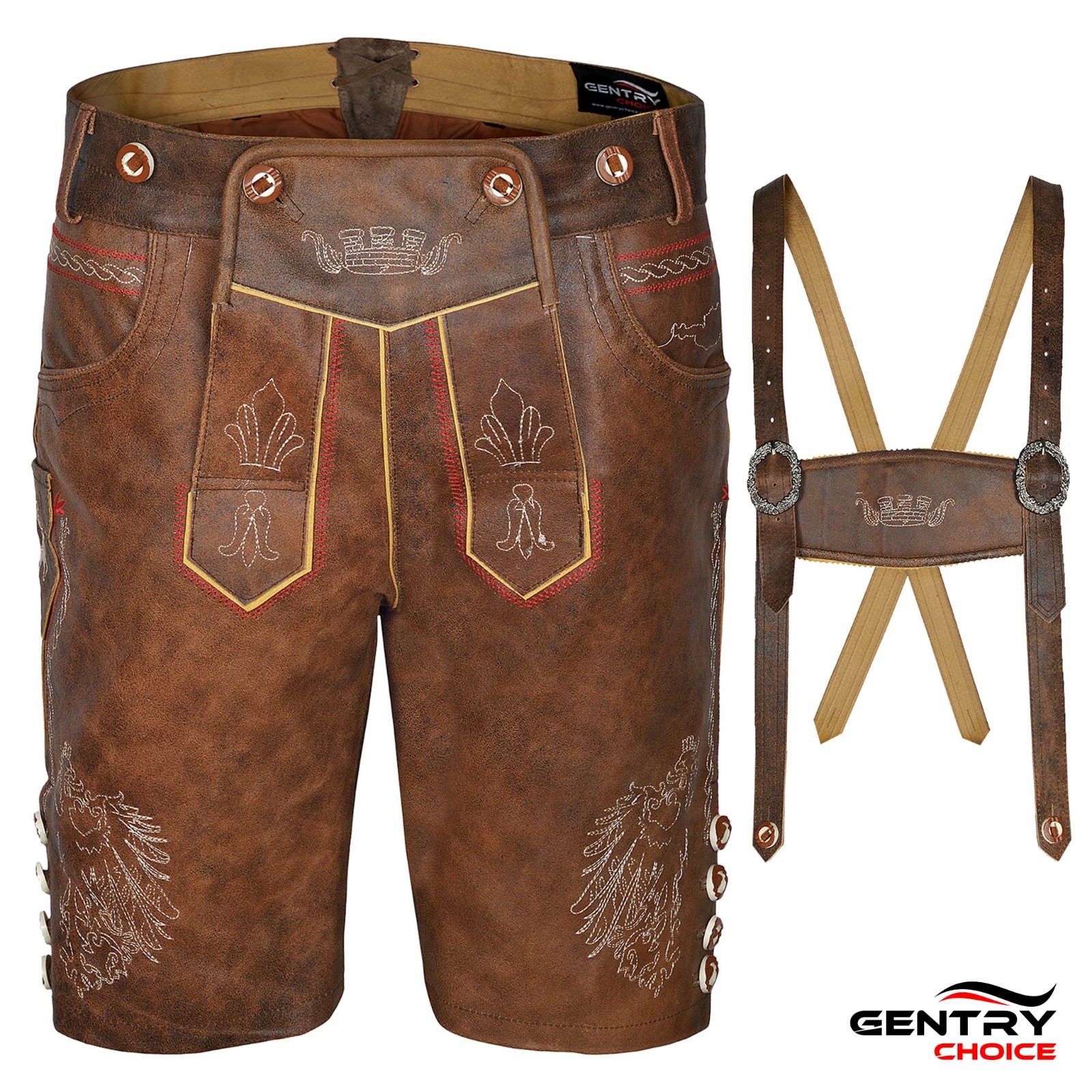 Mens Genuine Leather Lederhosen Oktoberfest Costume Bavarian German Outfit