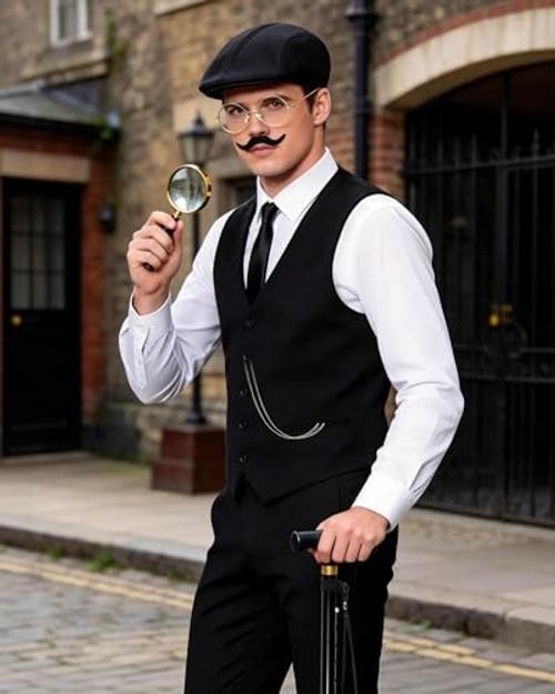 1920s Mens Costume Roaring 20s Costumes For Men Detective 4X-Large Black