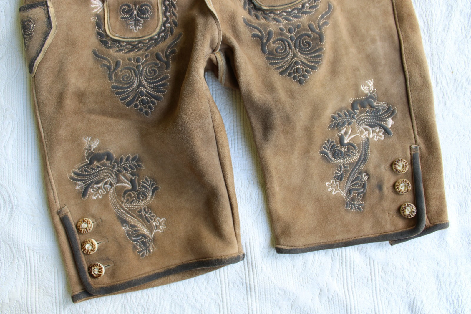 Edelnice Trachten Bavarian october fest traditional short Leather Lederhosen 46
