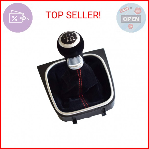 Kakulkomen 6 Speed Shift Knob Boot Cover Suede Leather for VW Golf 5 6 MK5 MK6 R