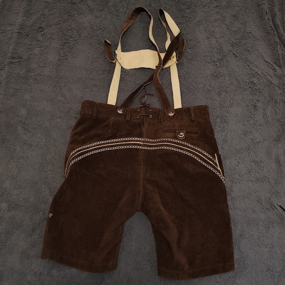 Bavarian Oktoberfest Lederhosen Shorts Antique Brown Tracht
