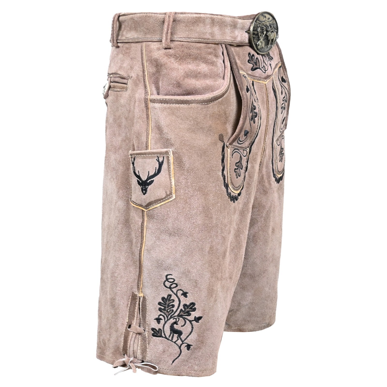 Oktoberfest Costume Mens Leather Lederhosen “Hegel” Traditional Bavarian Shorts