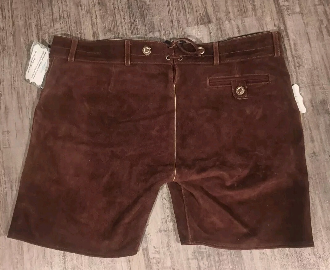 Bavaria Trachten Mens 42 Genuine Leather Light Brown Lederhosen Oktoberfest NWT