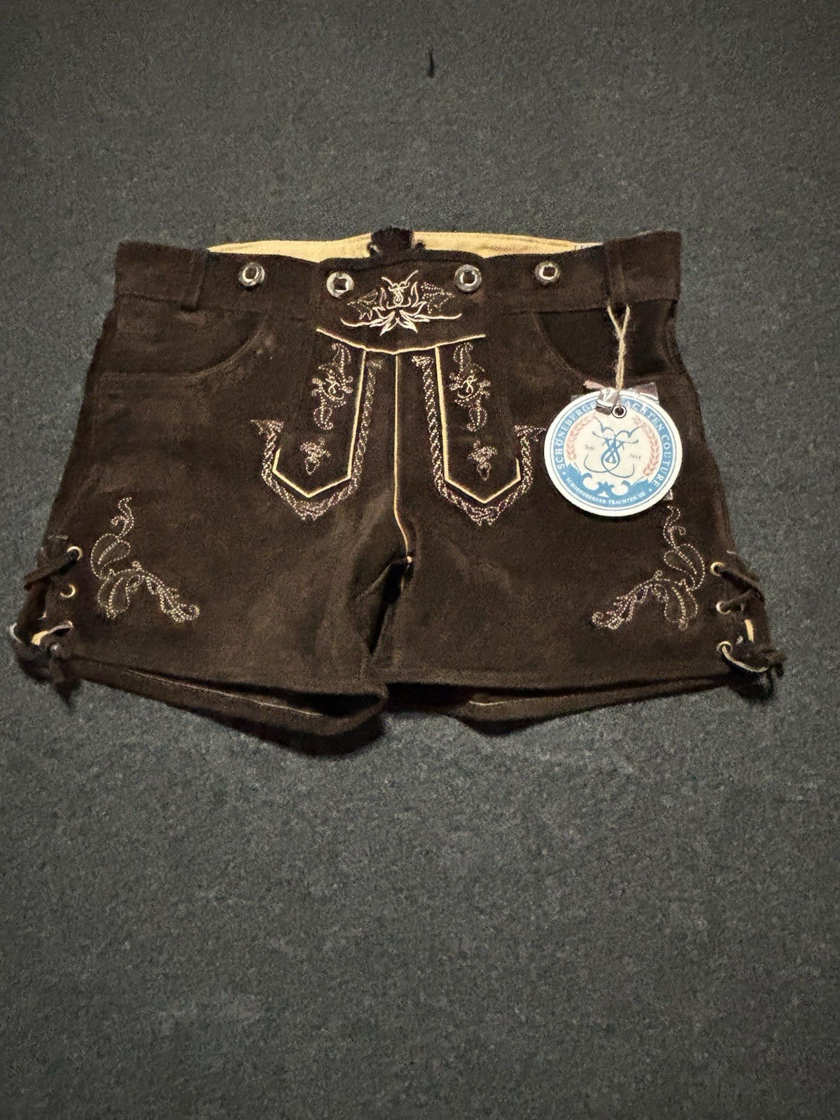 Schoneberger Trachten Couture Lederhosen Shorts US 10 EU 42 Without Suspenders