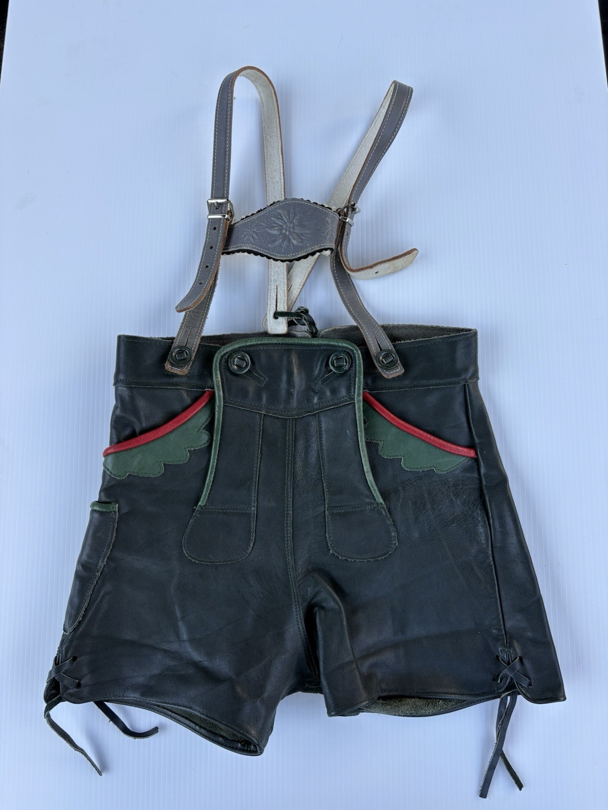 Kids Lederhosen German Bavarian Suspenders Oktoberfest VTG Size In Photos