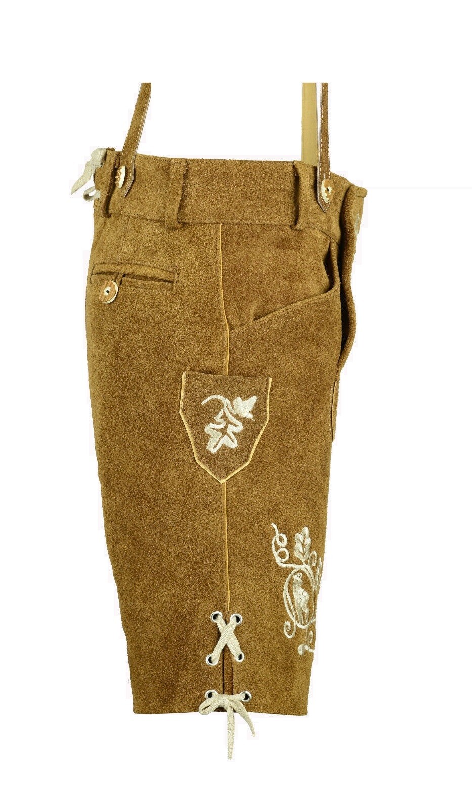 Herren Trachtenlederhose Trachten Lederhose Kurz Hellbraun Blau Schwarz LEFAM