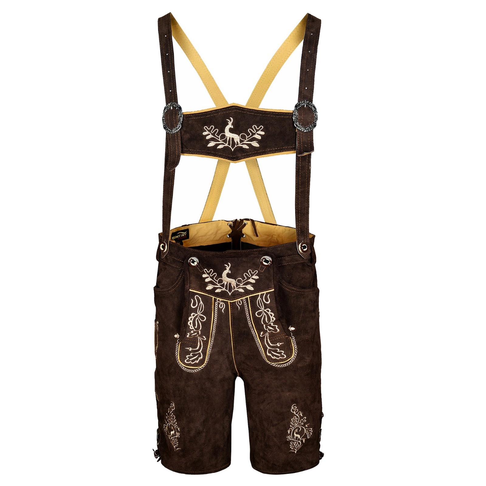 Authentic Men Lederhosen Otto with Deer and Oak Embroidery Oktoberfest Costume