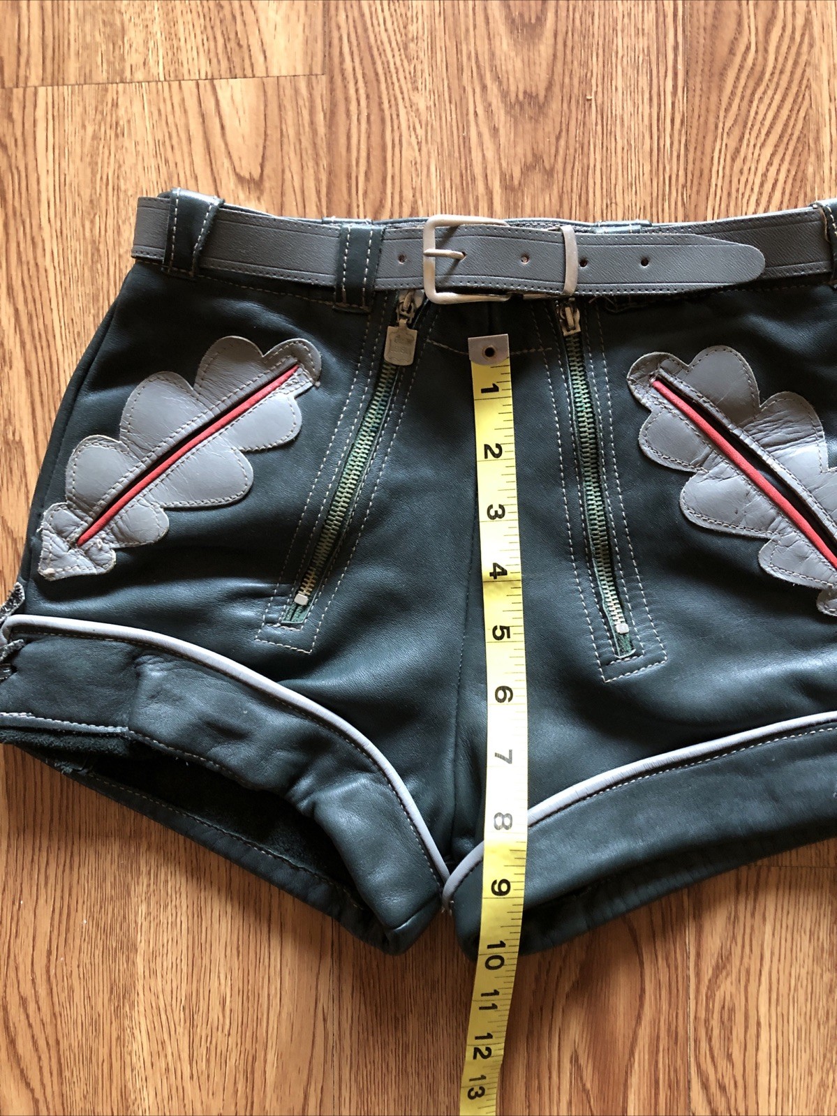 Vintage 1960s Leather LEDERHOSEN Shorts Green German Octoberfest Festival