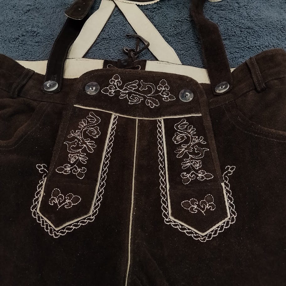 Bavarian Oktoberfest Lederhosen Shorts Antique Brown Tracht