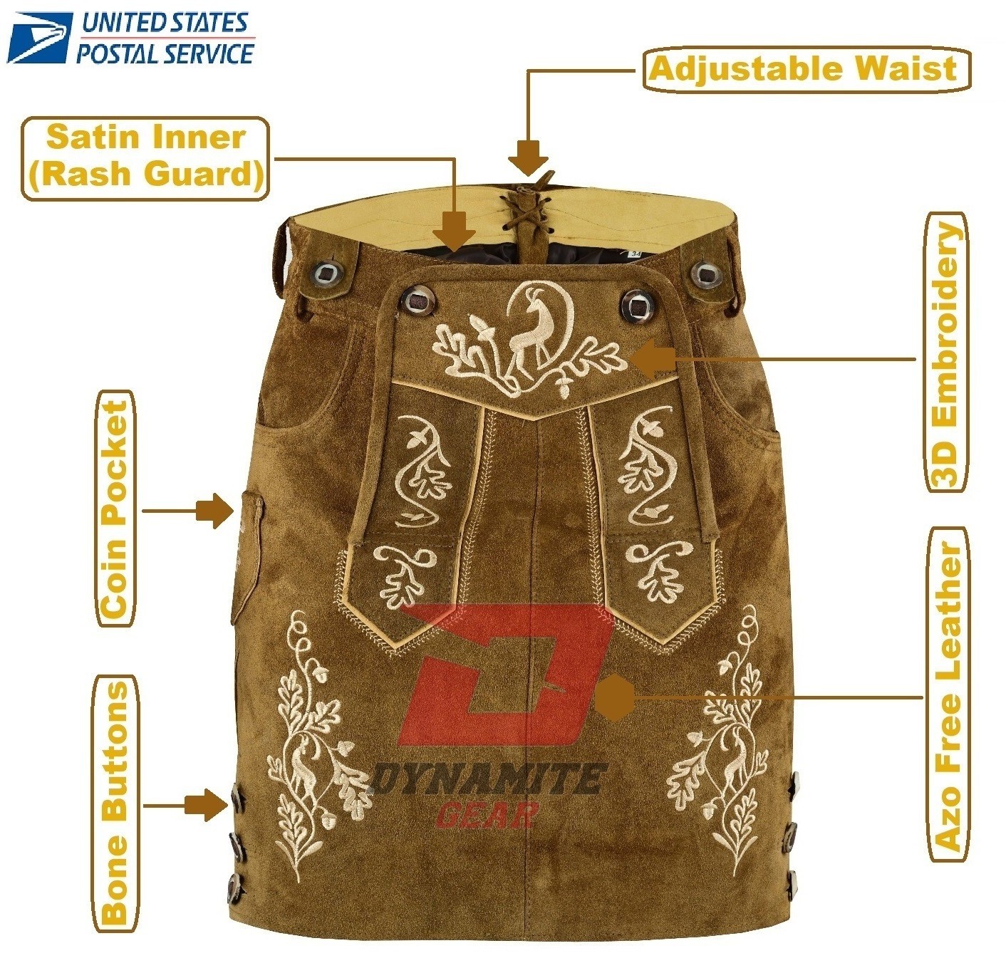 New German Bavarian Trachten Leather Women Oktoberfest Hand Crafted Skirt