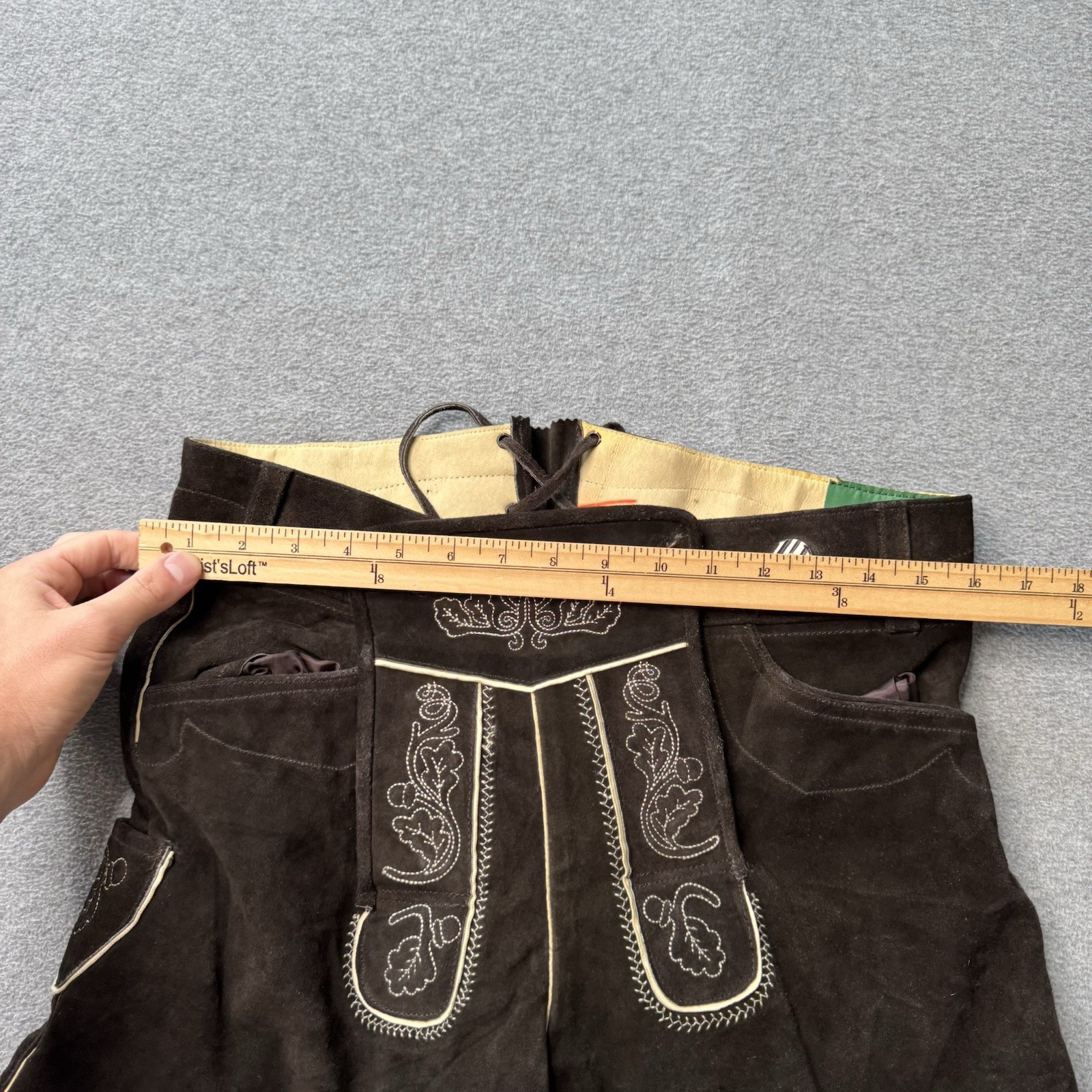 Lederhosen4u Shorts Mens 50 Brown Leather Suede German Oktoberfest Traditional
