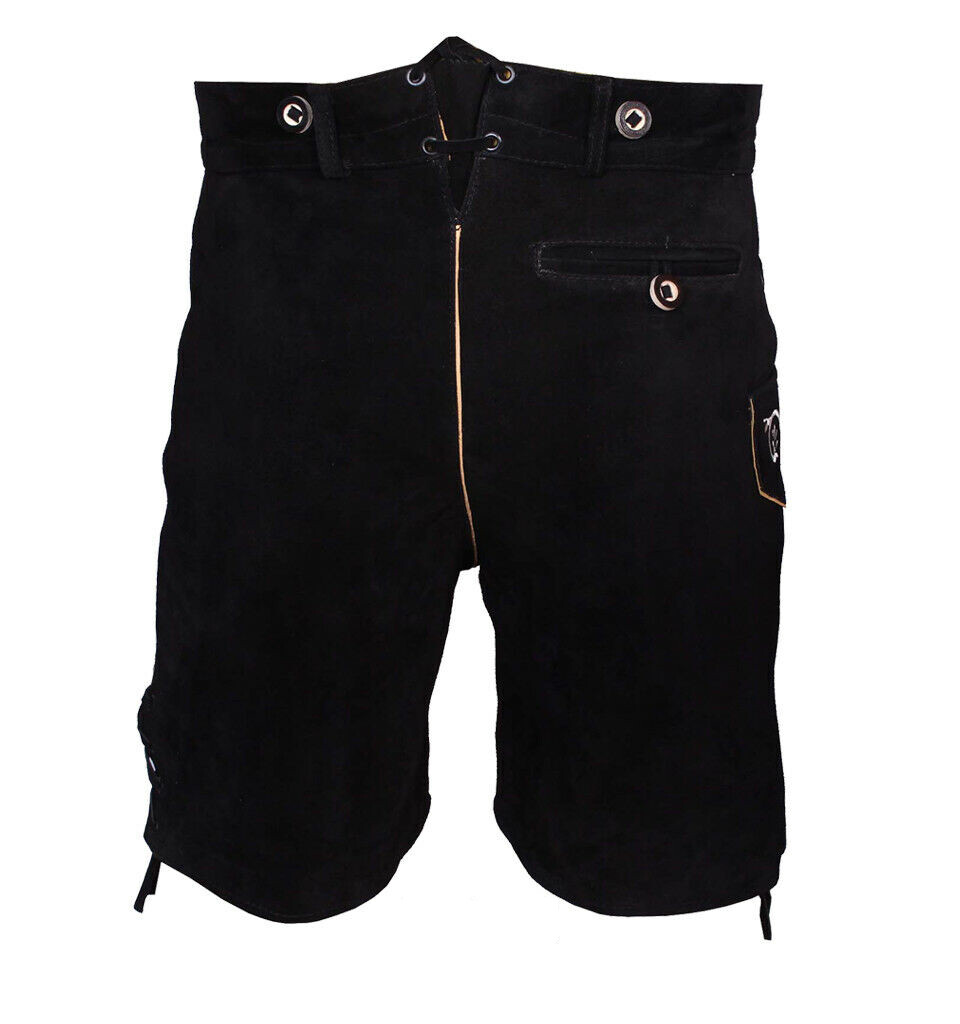 Oktoberfest Costume Authentic Suede Leather Lederhosen Black Bavarian Men Outfit