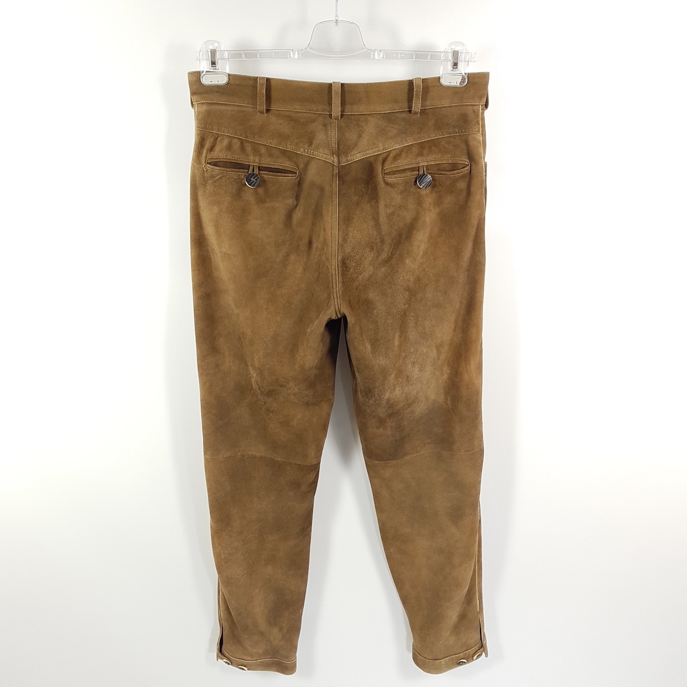 Spieth & Wensky Leather Trousers Mens Size 50 W33 L32 Brown Tapered Long Traditional Pants