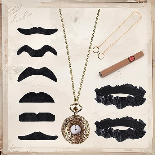 JONRRYIN 1920s Mens Costume Accessories Set, Gangster Costume Medium Black