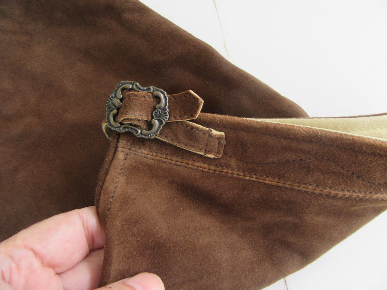 Half Length Almsach Lederhosen Suede Embroidered Size 42 Oktoberfest Costume